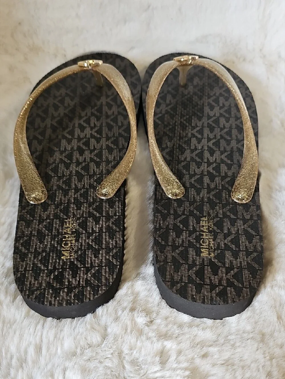 NWOT! Michael Kors Jet Set Glitter Flip Flops